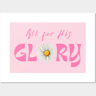 All for His Glory Retro Vintage Daisy Christian Design T-Shirt Posters and Art